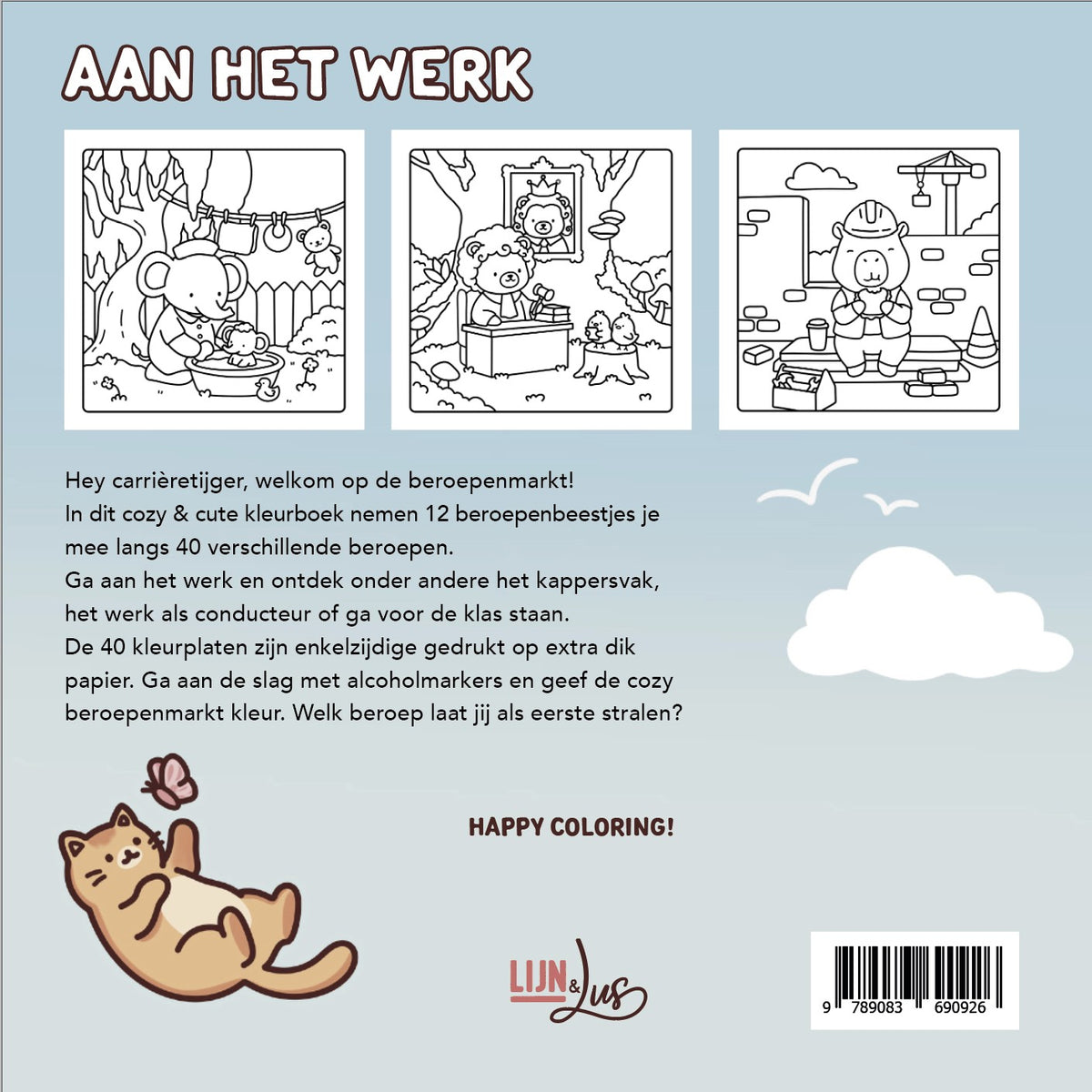 Aan het werk - 40 cute & cozy beroepenbeestjes om in te kleuren (pre-order)